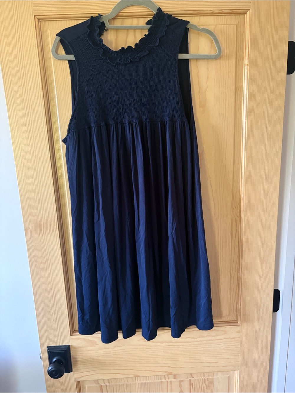 Francesca's Collections Navy Ruffle Neck Sleeveless Dress